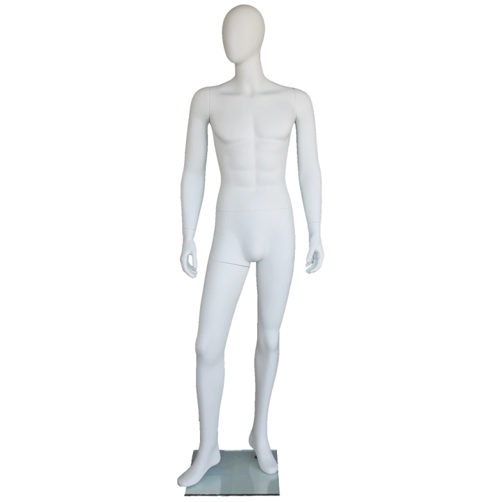 SFM65E-WT - 6 ft 2 in Lean Pose Male Mannequin Egg head Matte white