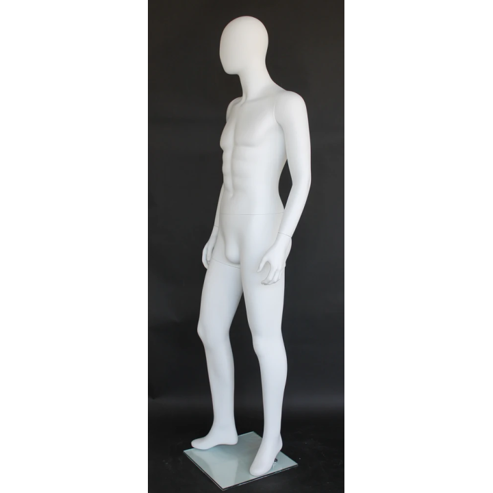 SFM65E-WT - 6 ft 2 in Lean Pose Male Mannequin Egg head Matte white