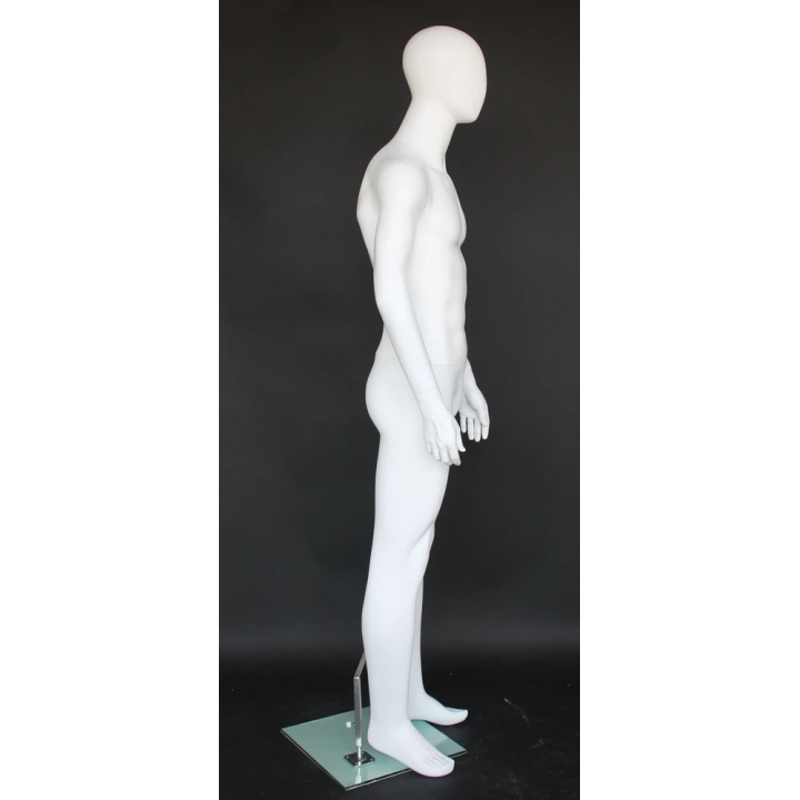 5 ft 10 in Male Mannequin Small Size Egg head Matte white -SFM72E-WT