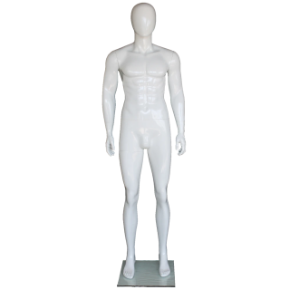 SFM83E-GW 6'1" Glossy White Male Mannequin - High-Shine Athletic