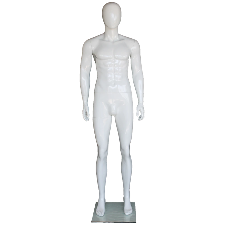 SFM83E-GW 6'1" Glossy White Male Mannequin - High-Shine Athletic