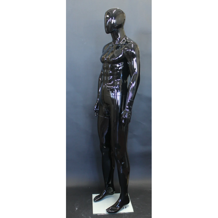 SFM85E-HB - 6'1" Glossy Black Athletic Male Mannequin - High-Fashion Shine