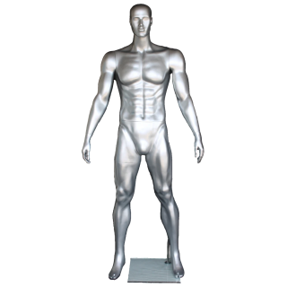 6 ft 4 in Athletic Matte Silver Featured Face Football Male Mannequin  -SFB2-ST