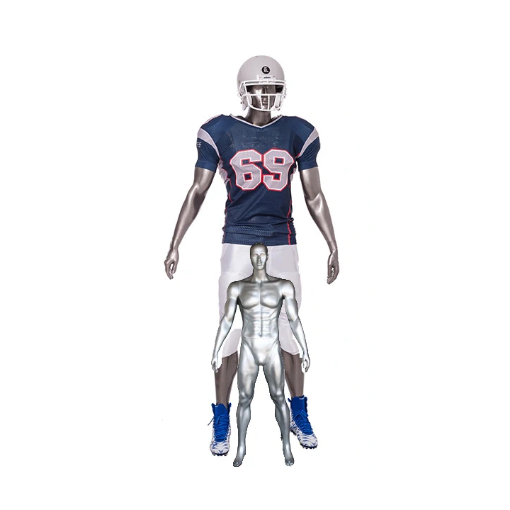 6 ft 4 in Athletic Matte Silver Featured Face Football Male Mannequin  -SFB2-ST