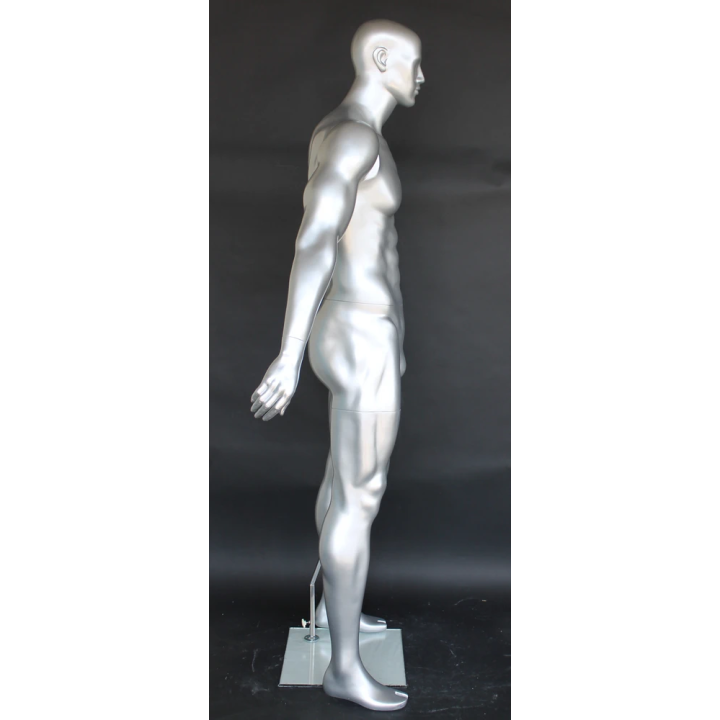 6 ft 4 in Athletic Matte Silver Featured Face Football Male Mannequin  -SFB2-ST