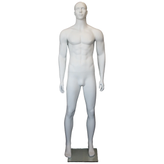 6 ft 3 in Muscular Male Mannequin Bald Head Featured Face SFM6-WT