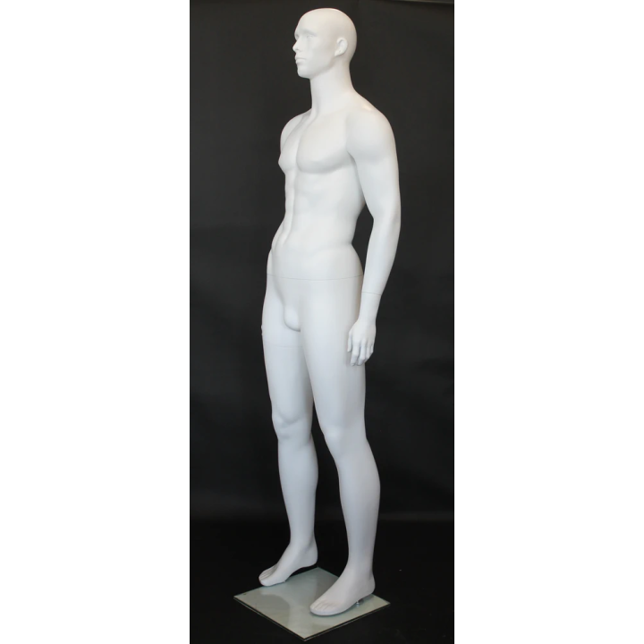 6 ft 3 in Muscular Male Mannequin Bald Head Featured Face SFM6-WT
