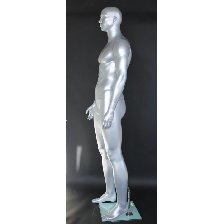 6 ft 3 in Athletic Matte Silver Bald head Male Mannequin  -SFM52E-ST