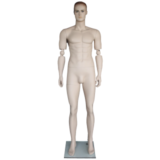 6 ft 2 in Skintone Male Mannequin with bendable Arms SFM20-FT