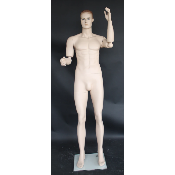6 ft 2 in Skintone Male Mannequin with bendable Arms SFM20-FT