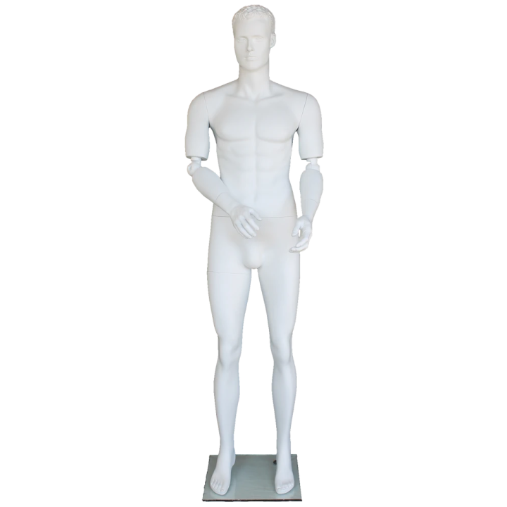 6 ft 2 in White Male Mannequin with bendable arms SFM20-WT