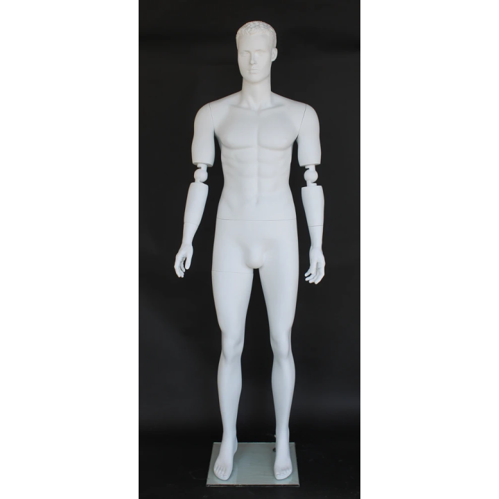 6 ft 2 in White Male Mannequin with bendable arms SFM20-WT