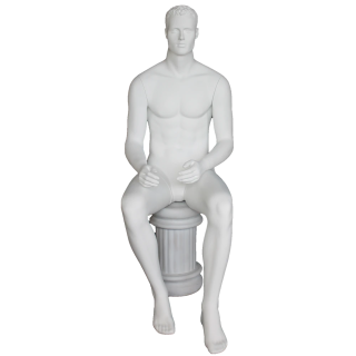 4 ft 7 in Sitting Male Mannequin Featured face head white -SFM8-WT
