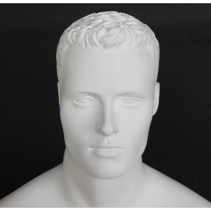 4 ft 7 in Sitting Male Mannequin Featured face head white -SFM8-WT