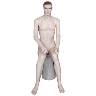 4 ft 8 in Sitting Male Mannequin Face Makeup Flesh Tone -SFM74-FT