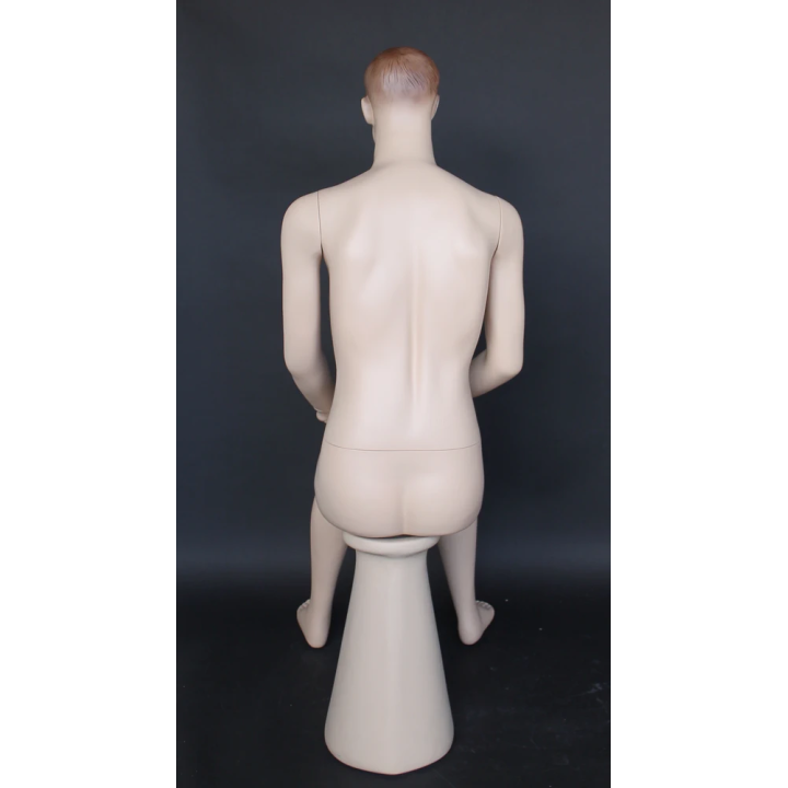 4 ft 8 in Sitting Male Mannequin Face Makeup Flesh Tone -SFM74-FT