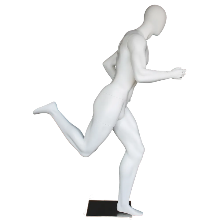 5 ft 11 in Egg head Matte white finish Running Male Mannequin