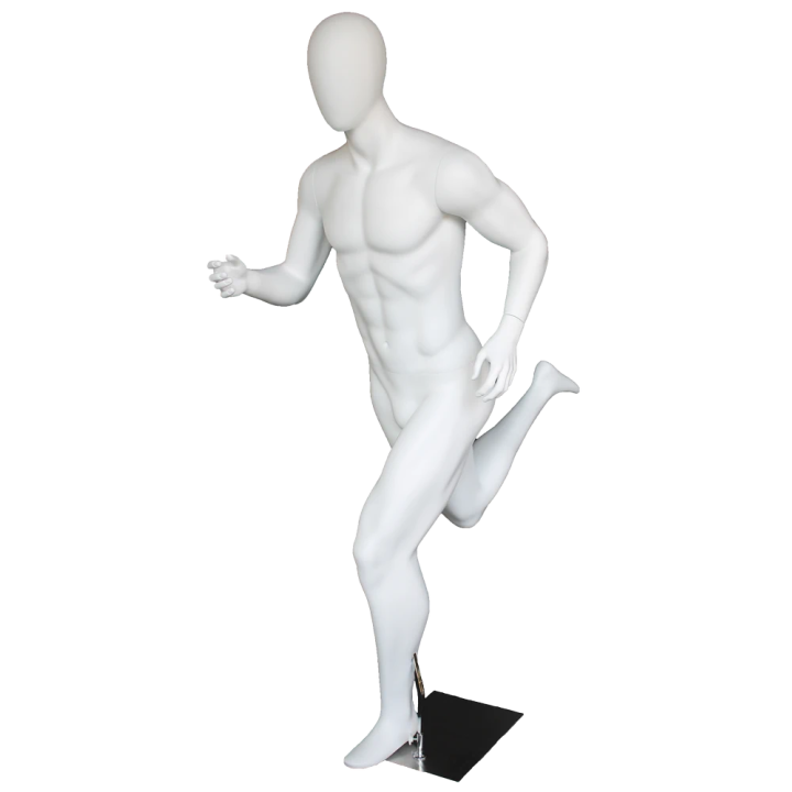 5 ft 11 in Egg head Matte white finish Running Male Mannequin