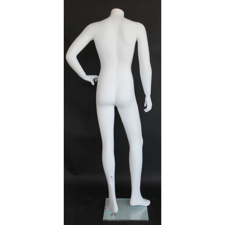 STM004-WT - White Headless Male Mannequin with left hand on hip