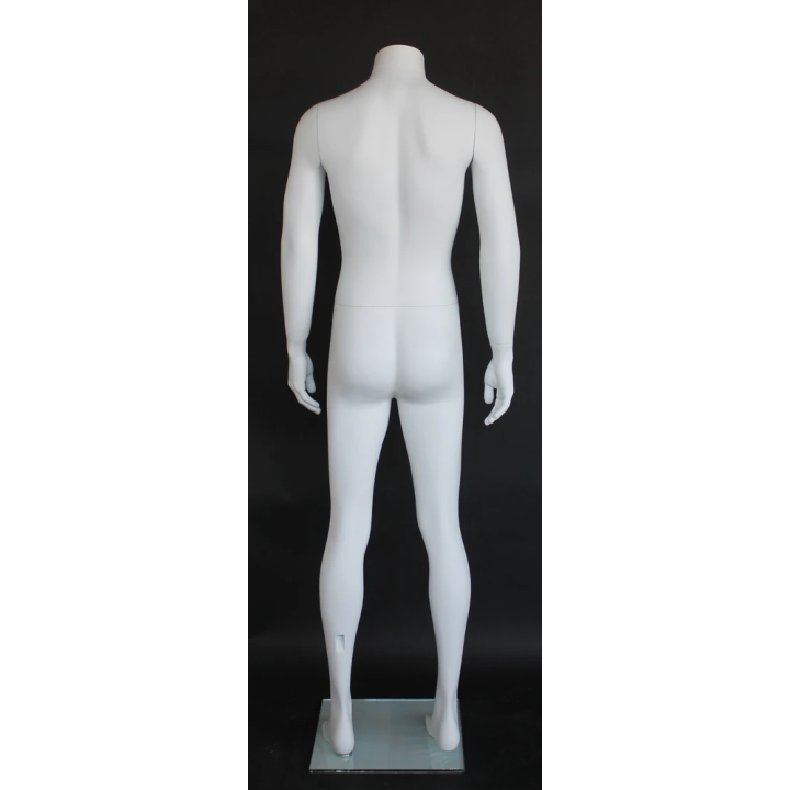STM006-WT - White Headless Full Body Male Mannequin arms on side
