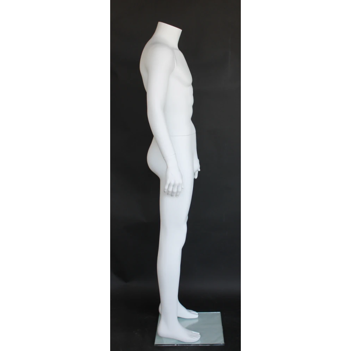 STM006-WT - White Headless Full Body Male Mannequin arms on side