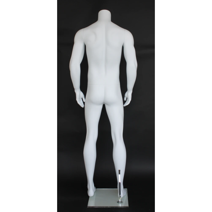 STM052-WT - 5 ft 11 in Muscular Headless Full Body Male Mannequin Matte white