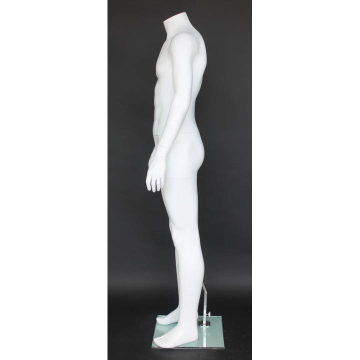 STM072-WT - Small Size Full Body Headless Male Mannequin Matte white