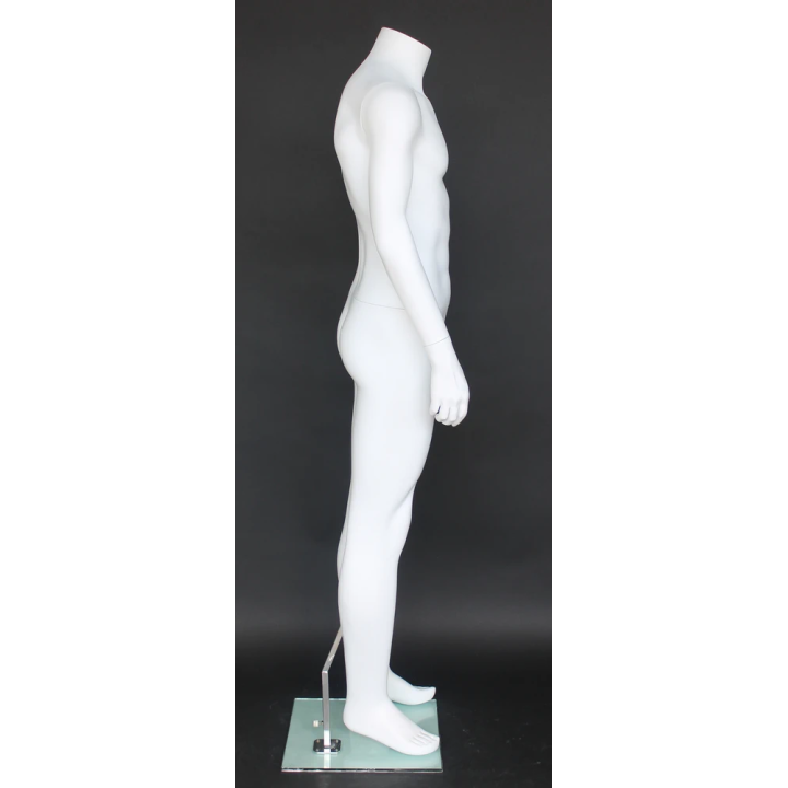 STM072-WT - Small Size Full Body Headless Male Mannequin Matte white