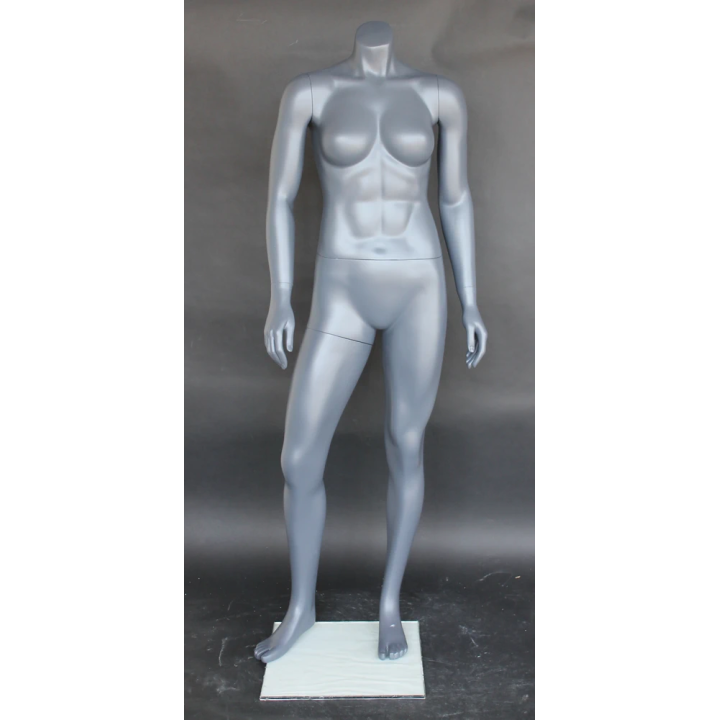 5 ft Matte Gray Athletic Headless Full Body Female Mannequin STB-FH-MG