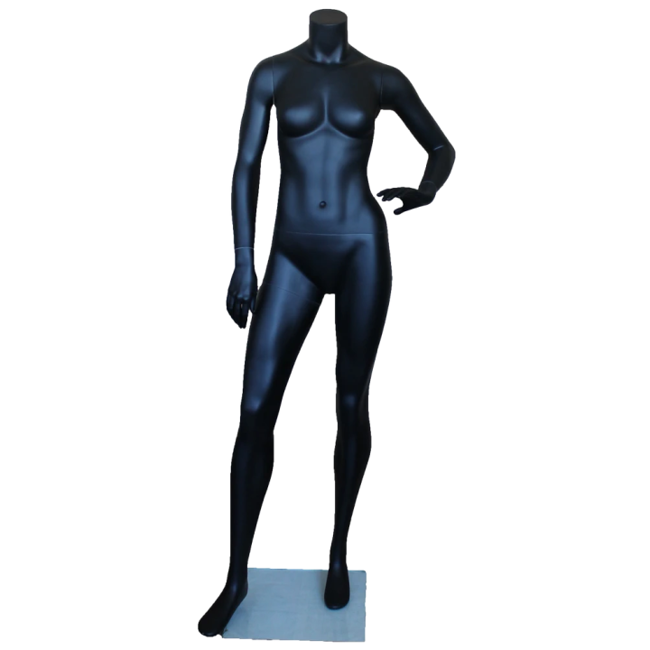 5 ft 5 in Matte Black Athletic Headless Full Body Female Mannequin STB-3FH-MB