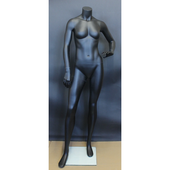 5 ft 5 in Matte Black Athletic Headless Full Body Female Mannequin STB-3FH-MB