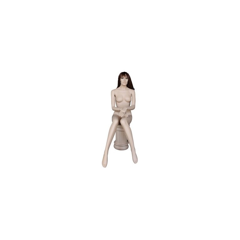 Female Sitting Mannequin with Egg Head in Matte white SFW42E-WT