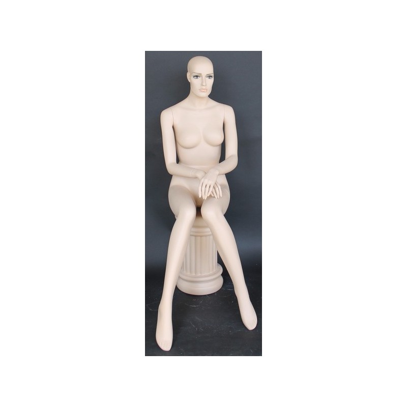 Female Sitting Mannequin Egg head Cross legs Matte White -SFW79E-WT