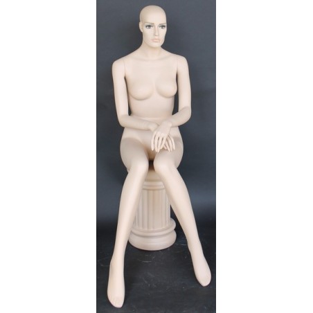Female Sitting Mannequin Egg head Cross legs Matte White -SFW79E-WT