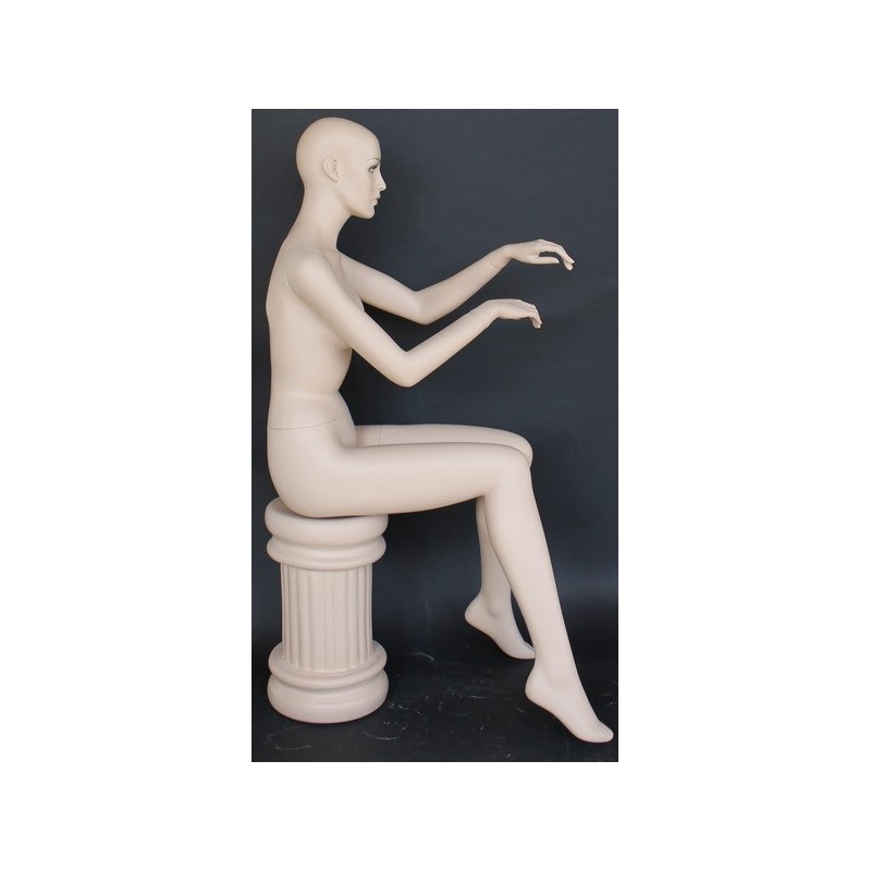 Female Sitting Mannequin Egg head Matte White -SFW80E-WT
