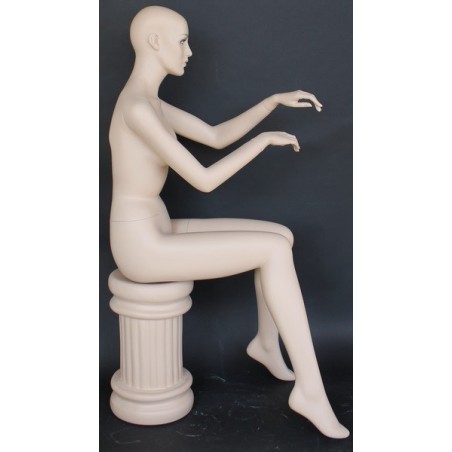 Female Sitting Mannequin Egg head Matte White -SFW80E-WT