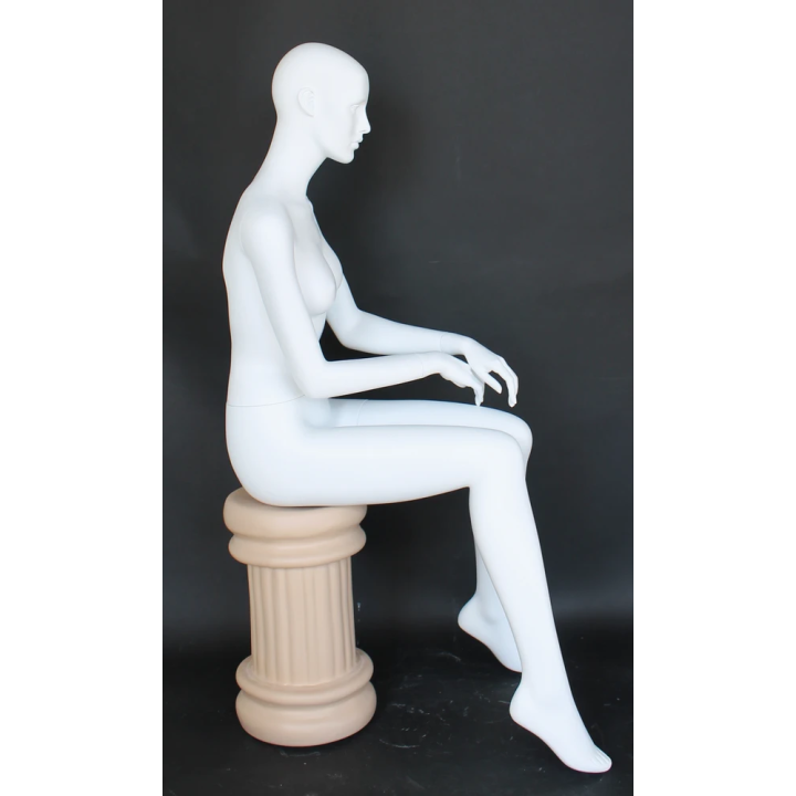Female Sitting Mannequin with Featured Face in Matte white  SFW42-WT
