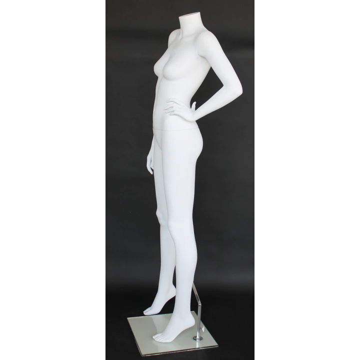 STW115-WT - Matte White Headless Female Mannequin Left Hand on Hip