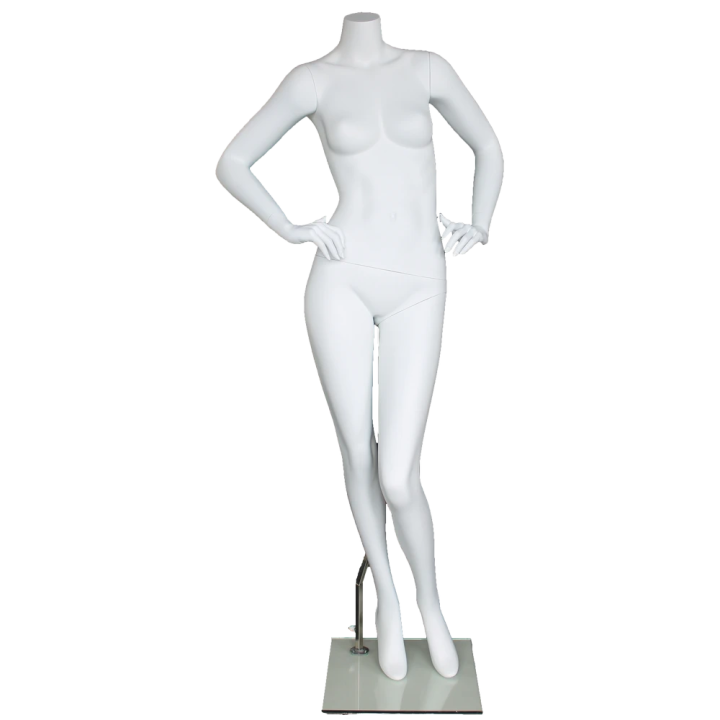 STW116-WT - Matte White Headless Female Mannequin both Hands on Hip