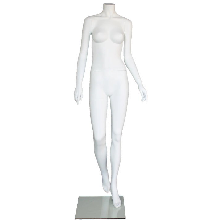 STW125-WT - Matte White Headless Female Mannequin in Walk pose